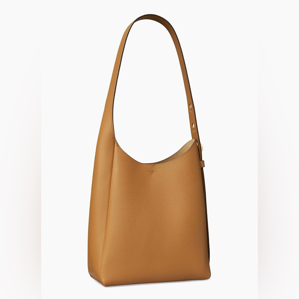 Tory Burch SMALL ROMY LEATHER HOBO BAG, TIRAMISU, Women Handbag NWT - Picture 2 of 16